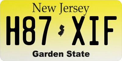 NJ license plate H87XIF