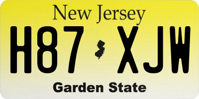NJ license plate H87XJW