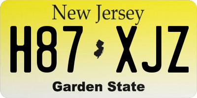 NJ license plate H87XJZ