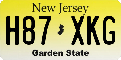 NJ license plate H87XKG