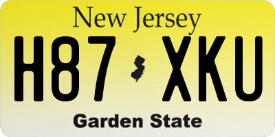 NJ license plate H87XKU