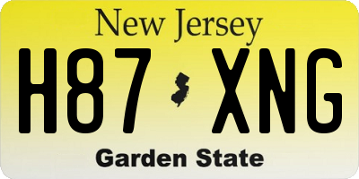NJ license plate H87XNG