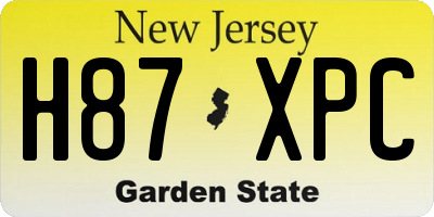 NJ license plate H87XPC