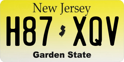 NJ license plate H87XQV
