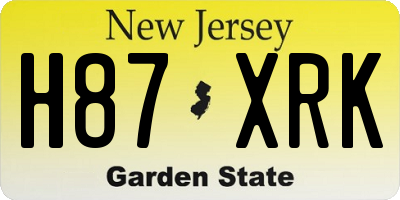 NJ license plate H87XRK