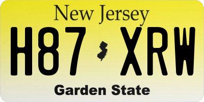 NJ license plate H87XRW