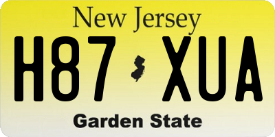 NJ license plate H87XUA