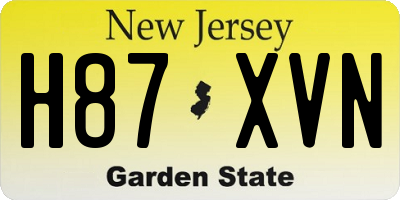 NJ license plate H87XVN