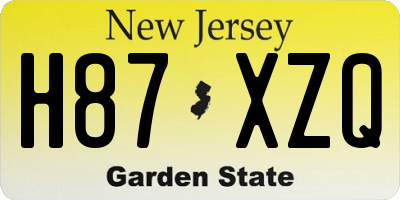 NJ license plate H87XZQ
