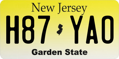 NJ license plate H87YAO