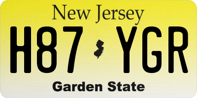 NJ license plate H87YGR