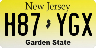 NJ license plate H87YGX