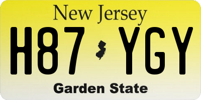 NJ license plate H87YGY