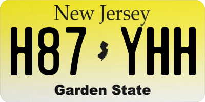 NJ license plate H87YHH