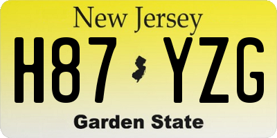 NJ license plate H87YZG