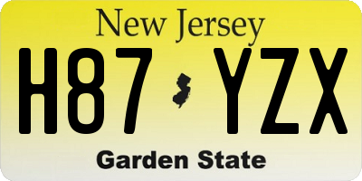 NJ license plate H87YZX