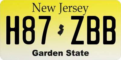 NJ license plate H87ZBB