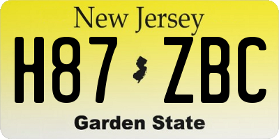 NJ license plate H87ZBC