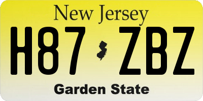 NJ license plate H87ZBZ