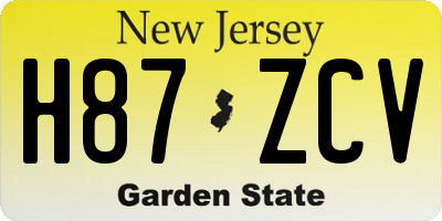 NJ license plate H87ZCV