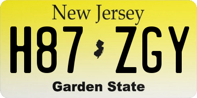 NJ license plate H87ZGY