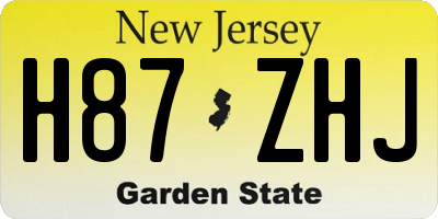 NJ license plate H87ZHJ