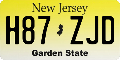 NJ license plate H87ZJD