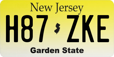 NJ license plate H87ZKE