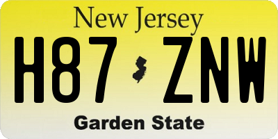 NJ license plate H87ZNW