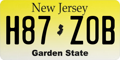 NJ license plate H87ZOB