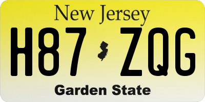NJ license plate H87ZQG