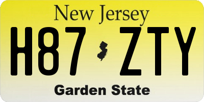NJ license plate H87ZTY