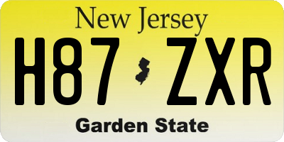 NJ license plate H87ZXR