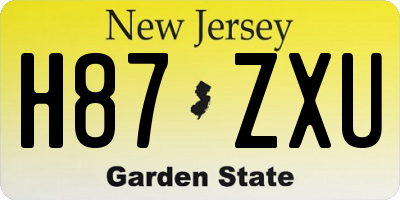 NJ license plate H87ZXU