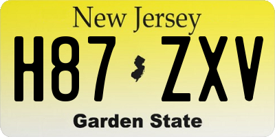 NJ license plate H87ZXV