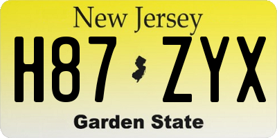 NJ license plate H87ZYX