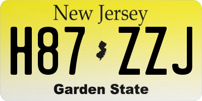 NJ license plate H87ZZJ