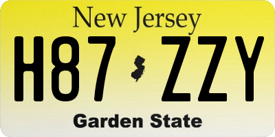 NJ license plate H87ZZY
