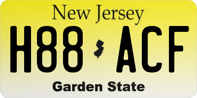 NJ license plate H88ACF