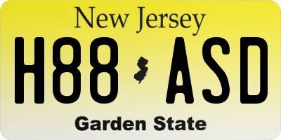 NJ license plate H88ASD