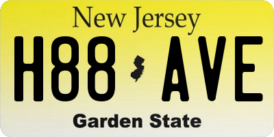 NJ license plate H88AVE