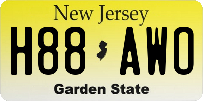 NJ license plate H88AWO