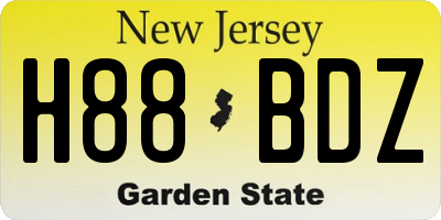 NJ license plate H88BDZ