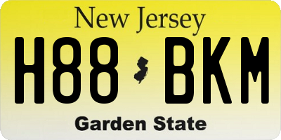 NJ license plate H88BKM