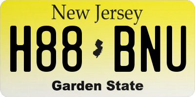 NJ license plate H88BNU