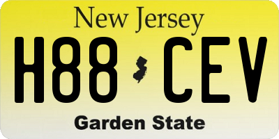 NJ license plate H88CEV