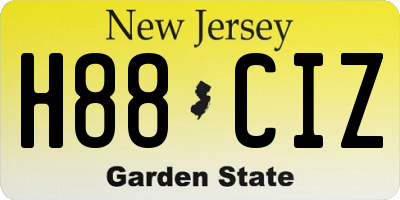 NJ license plate H88CIZ