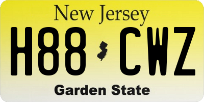 NJ license plate H88CWZ