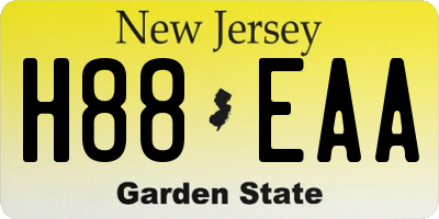 NJ license plate H88EAA