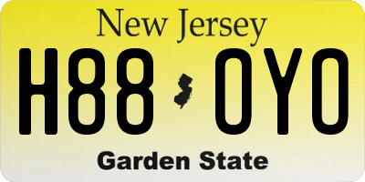 NJ license plate H88OYO